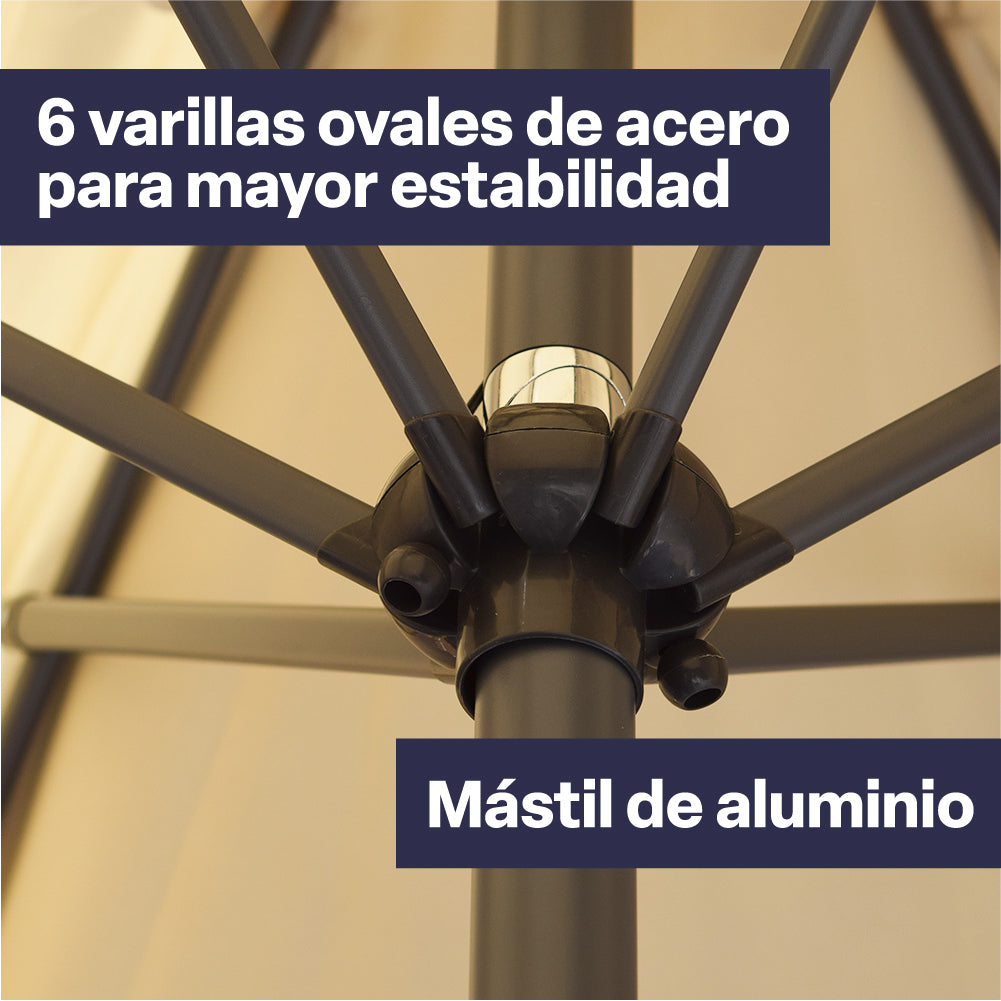 Set Quitasol Terraza 2,7 x 2,7 m Beige con Base de Cemento Canberra 1 un