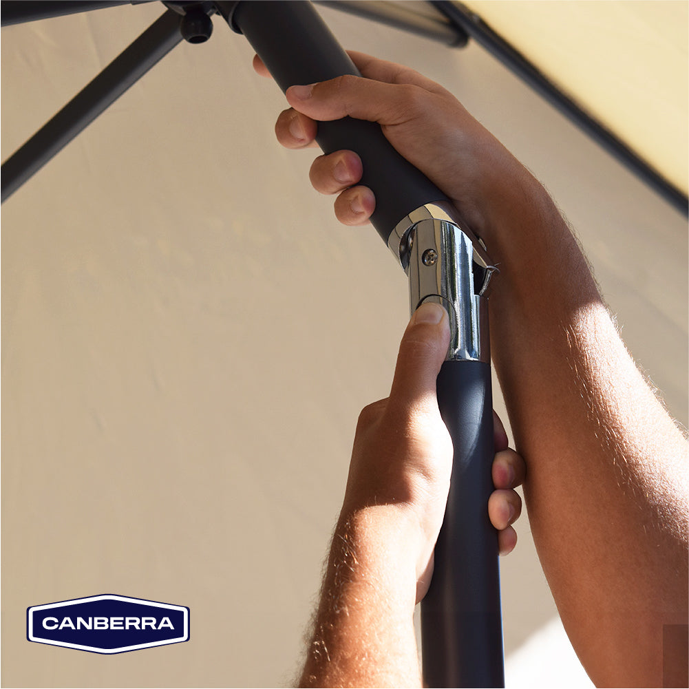 Set Quitasol Terraza 2,7 x 2,7 m Beige con Base de Cemento Canberra 1 un