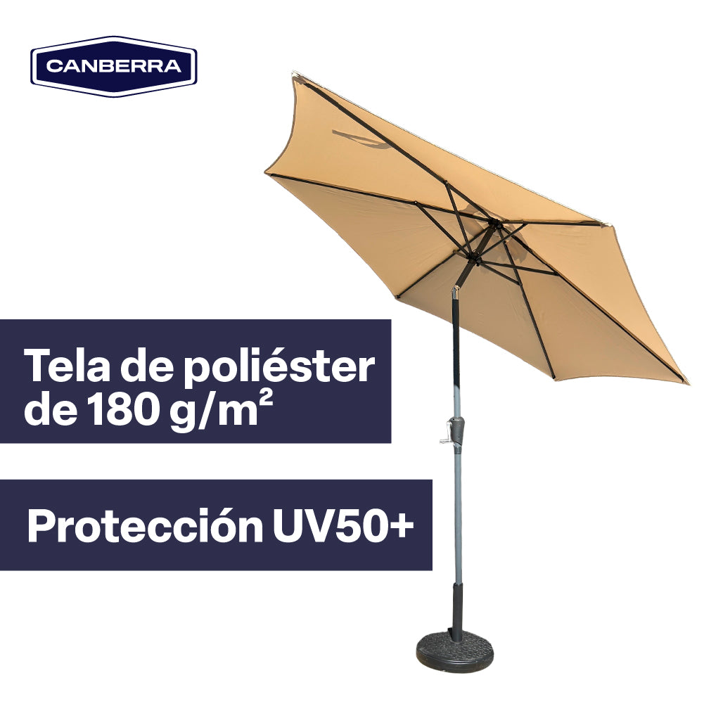 Set Quitasol Terraza 2,7 x 2,7 m Beige con Base de Cemento Canberra 1 un