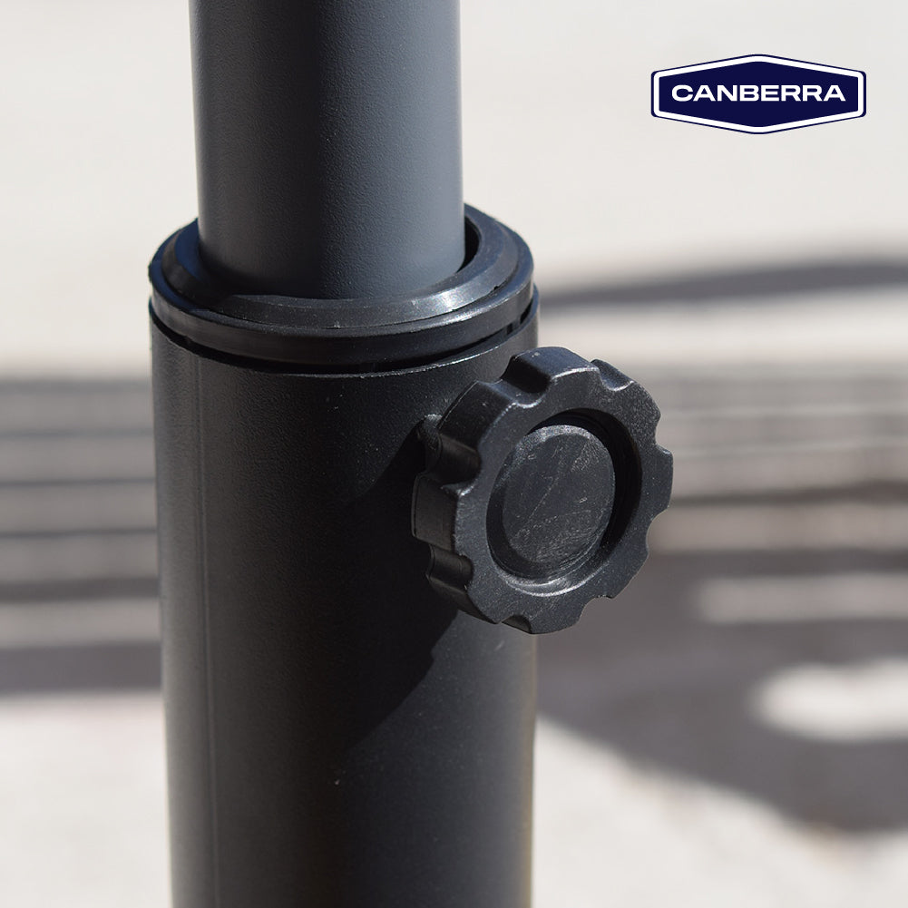 Set Quitasol Terraza 2,7 x 2,7 m Beige con Base de Cemento Canberra 1 un