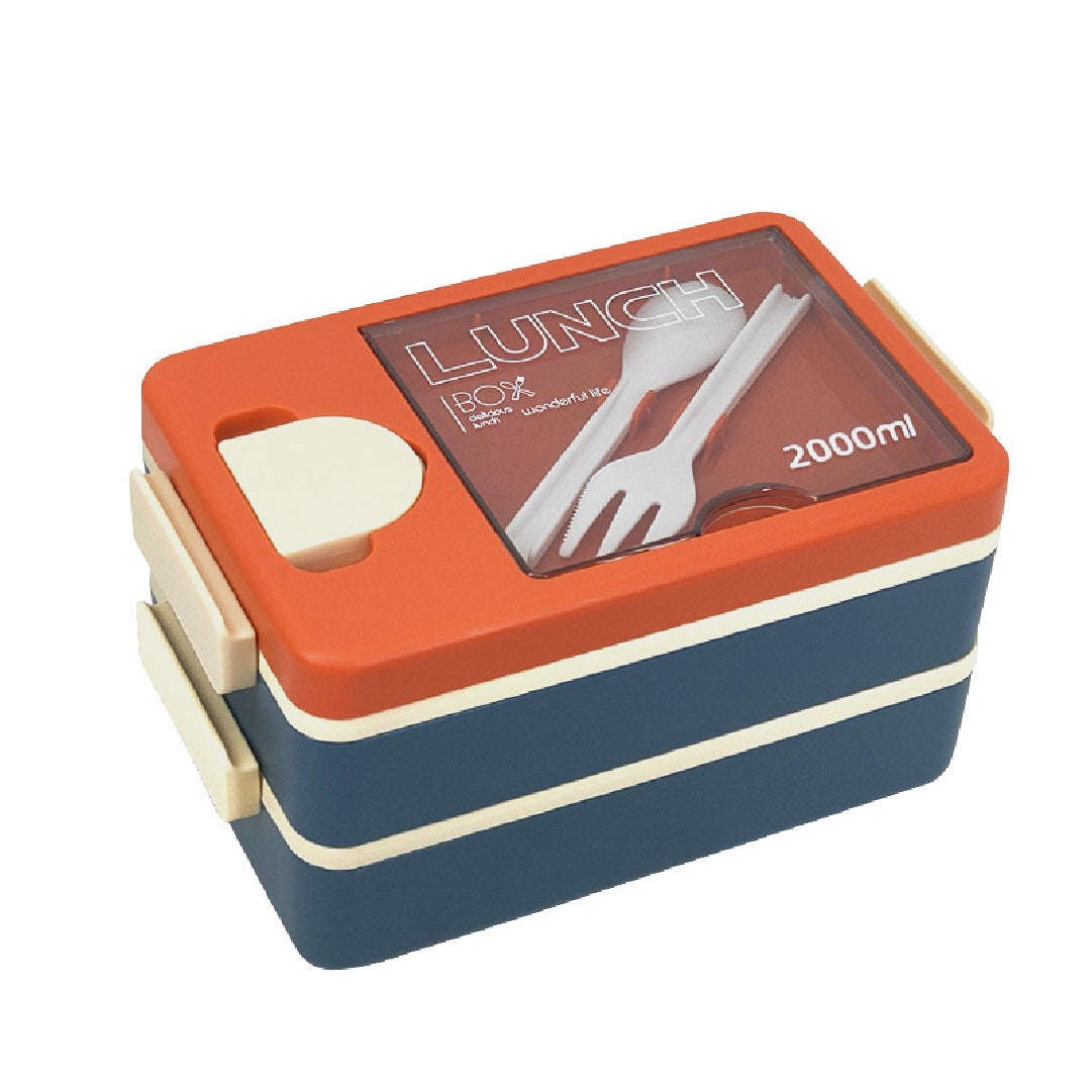 Lonchera 2 Niveles Plástica Blue 2000 ml 1 un