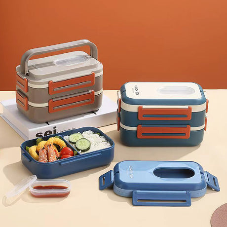 Lonchera 2 Niveles con Mango Plástica Beige 1400 ml 1 un