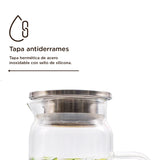 Jarro Vidrio Tapa Acero Inox 1.5L Home Logics 1 un