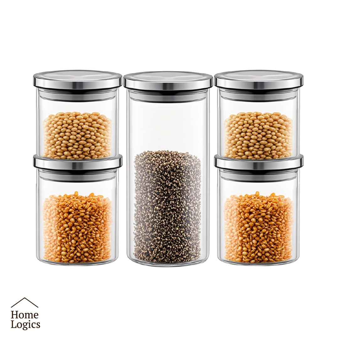 Set 5 Contenedores Herméticos Almacenamiento Home Logics 1 un