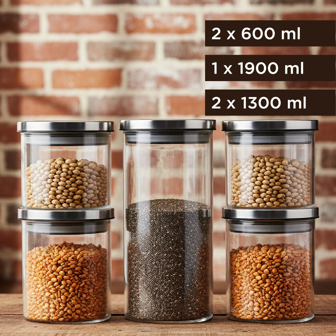 Set 5 Contenedores Herméticos Almacenamiento Home Logics 1 un