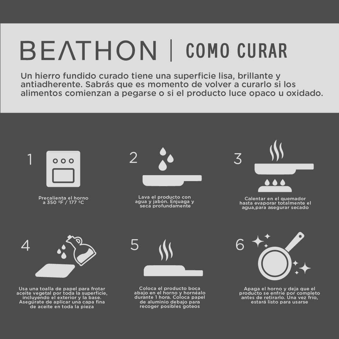 Sartén Cuadrada Curada Hierro Forjado Beathon 1 un