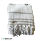 Toalla Playa Algodón con Flecos XL Rayas Blanca Sunseeker 1 un