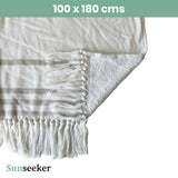 Toalla Playa Algodón con Flecos XL Rayas Blanca Sunseeker 1 un