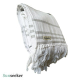 Toalla Playa Algodón con Flecos XL Rayas Blanca Sunseeker 1 un