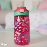 Botella Tritan Kids Antiderrame 480 ml Mariposas Rosada Boppi 1 un