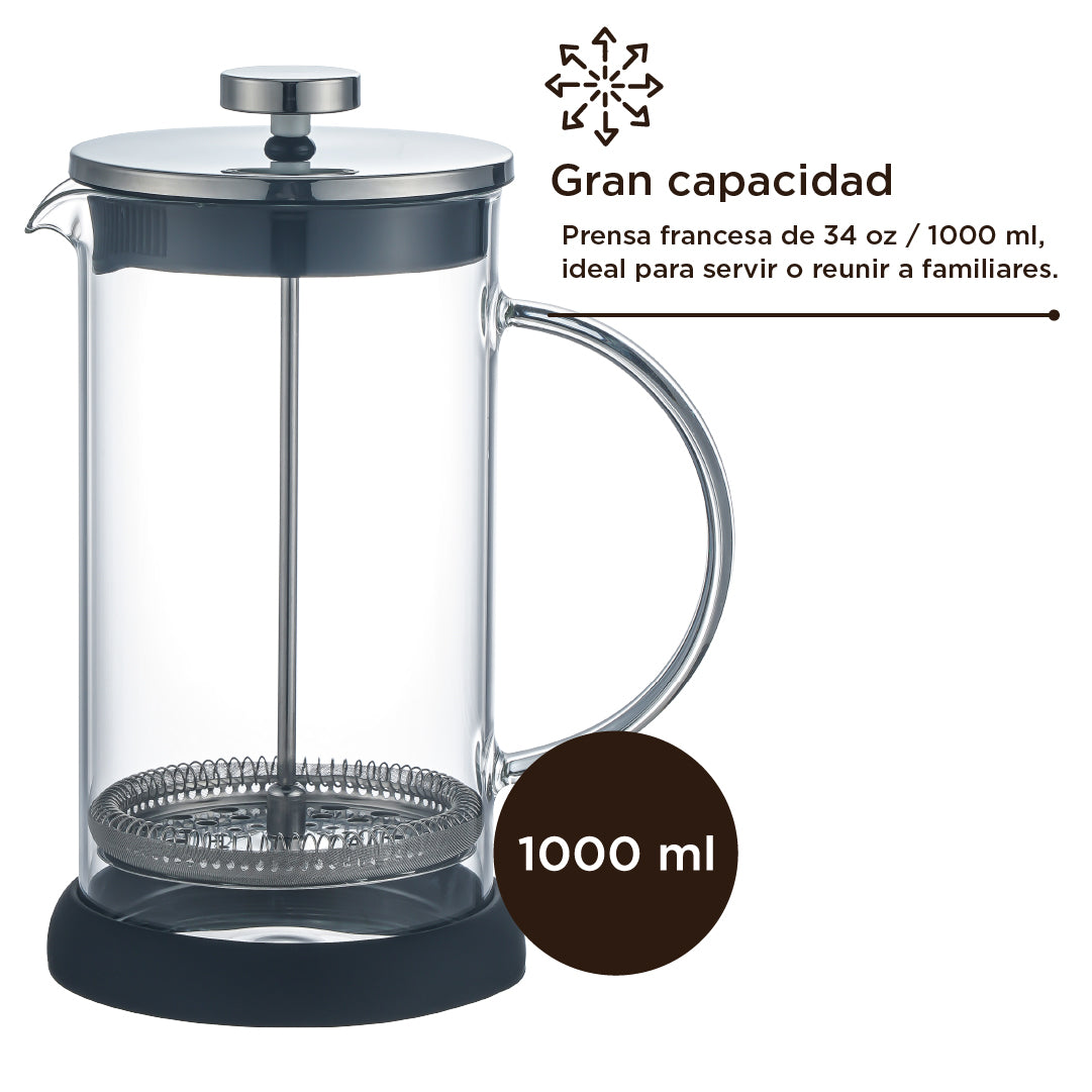 Cafetera Prensa Francesa Single Glass 1 L Home Logics 1 un