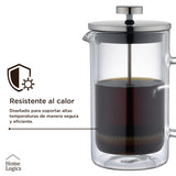 Cafetera Prensa Francesa Vidrio Doble Pared 600 ml Home Logics 1 un