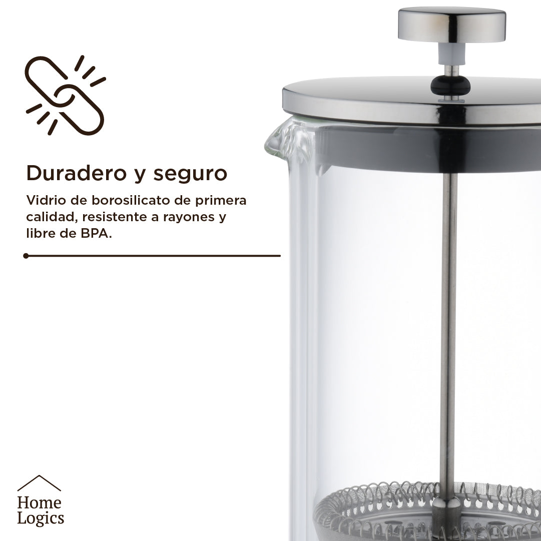 Cafetera Prensa Francesa Vidrio Doble Pared 600 ml Home Logics 1 un