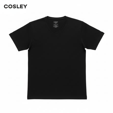 Poleras 100% Algodón Negras Cuello V Pack 3 Cosley 1 un