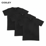 Poleras 100% Algodón Negras Cuello Redondo Pack 3 Cosley 1 un