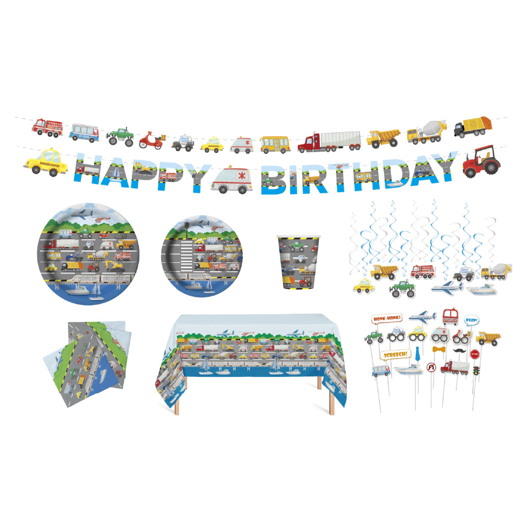 Set Decoración Fiesta Transportation Theme 24 Personas 1 un