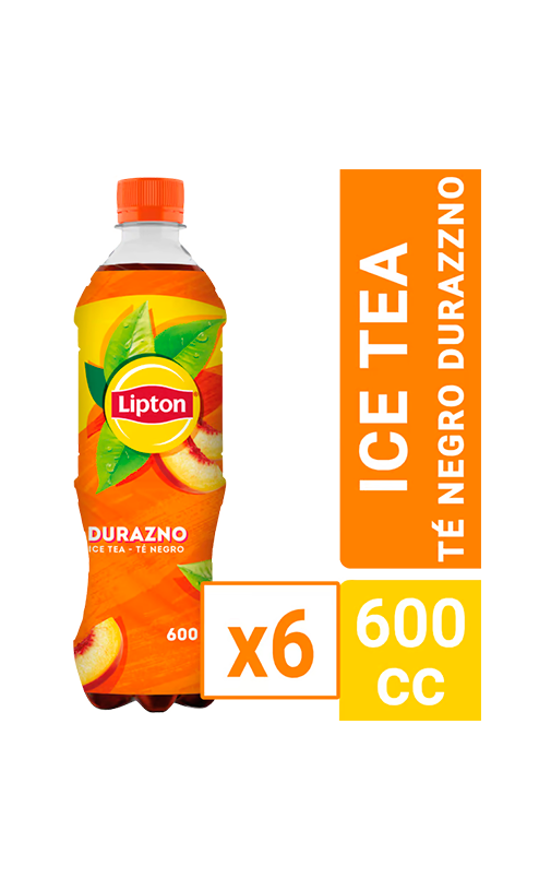 Té Helado Negro Durazno Lipton 6 x 600 ml
