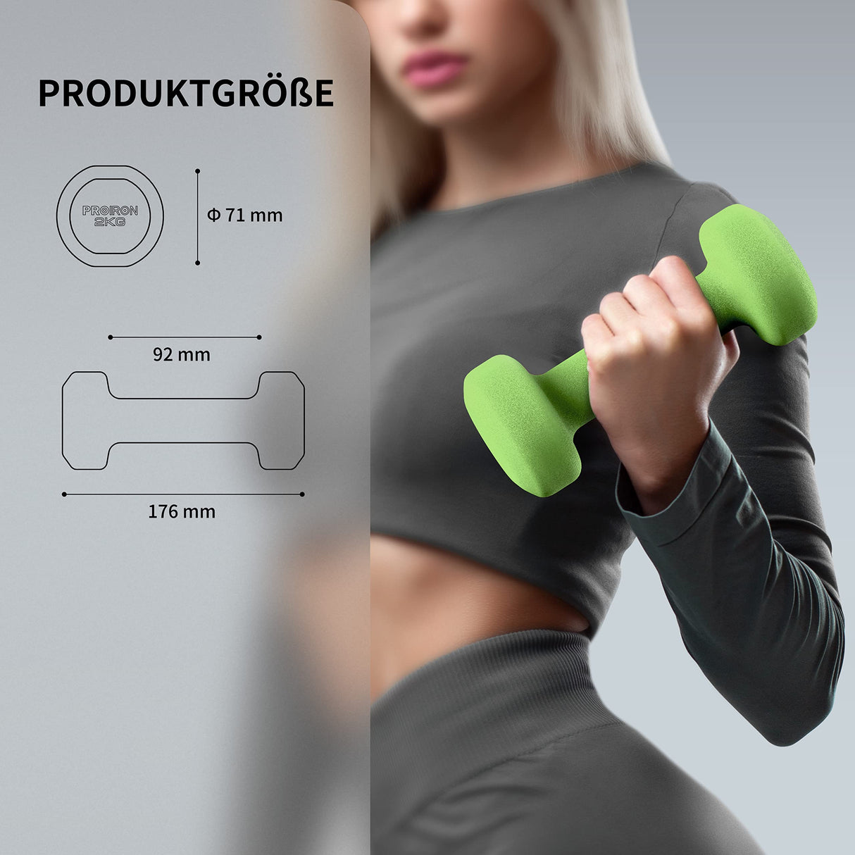 Set de 2 Mancuernas Neoprene Dumbbell 2 kg Proiron 1 un