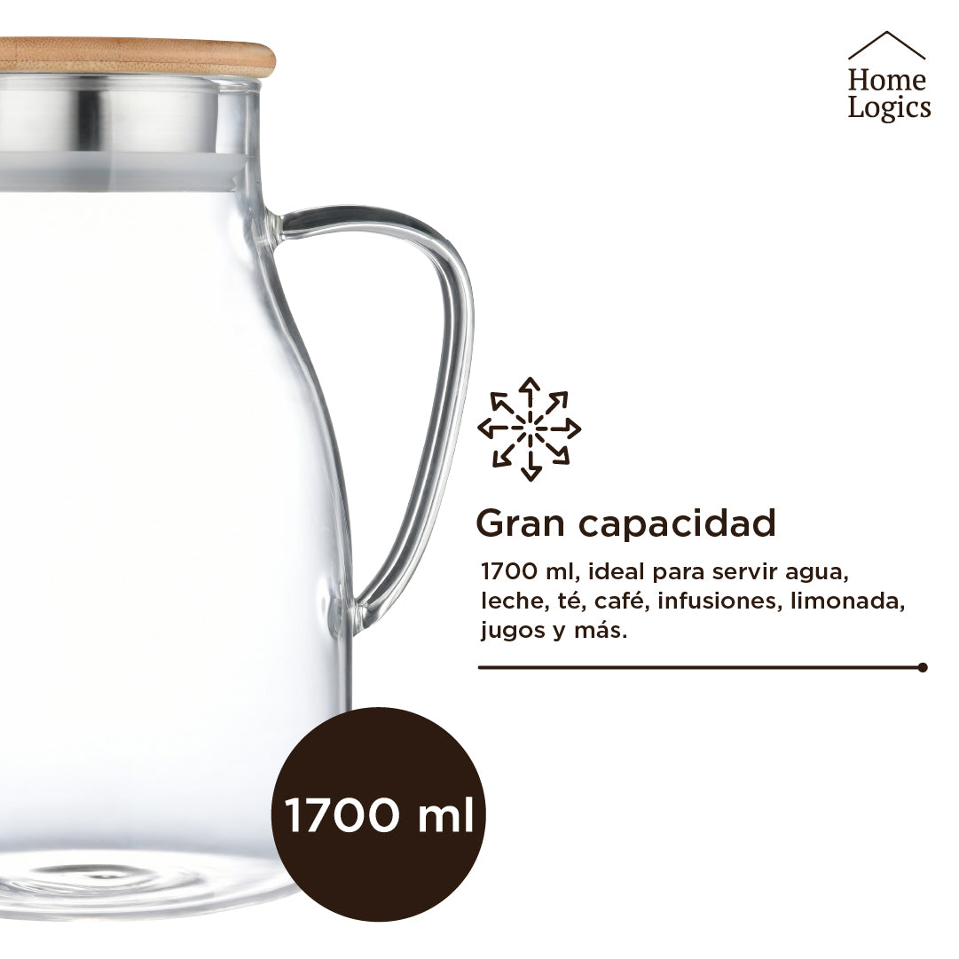 Jarro Vidrio con Tapa 1.7 L Home Logics 1 un