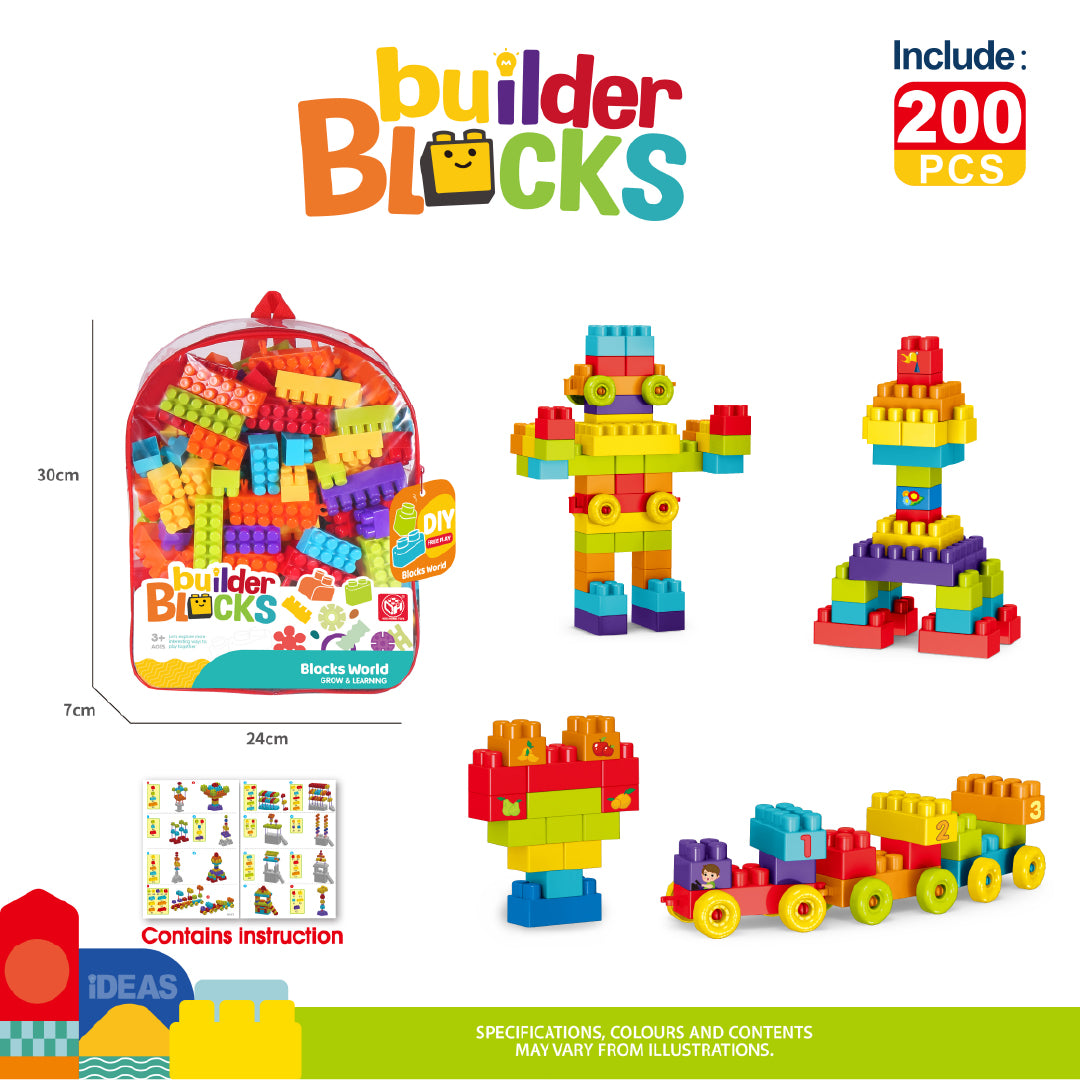 Bloques de Construcción Mochila Builder Blocks 200 Piezas 1 un