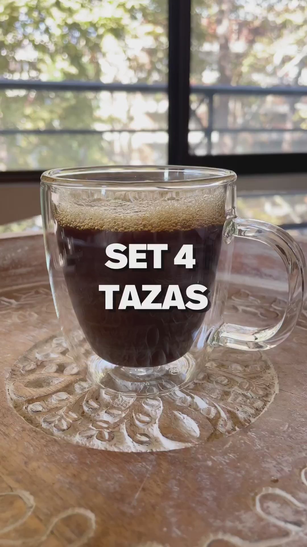 Set 4 Tazas Vidrio Doble Pared 230 ml Home Logics 1 un