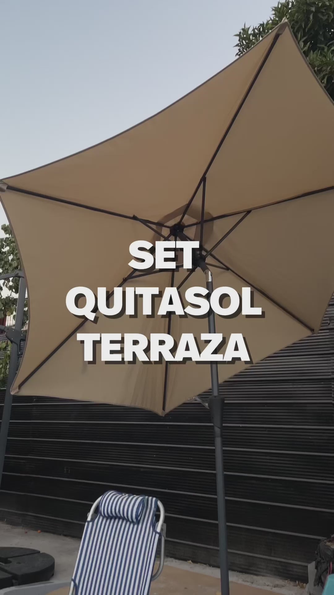 Set Quitasol Terraza 2,7 x 2,7 m Beige con Base de Cemento Canberra 1 un
