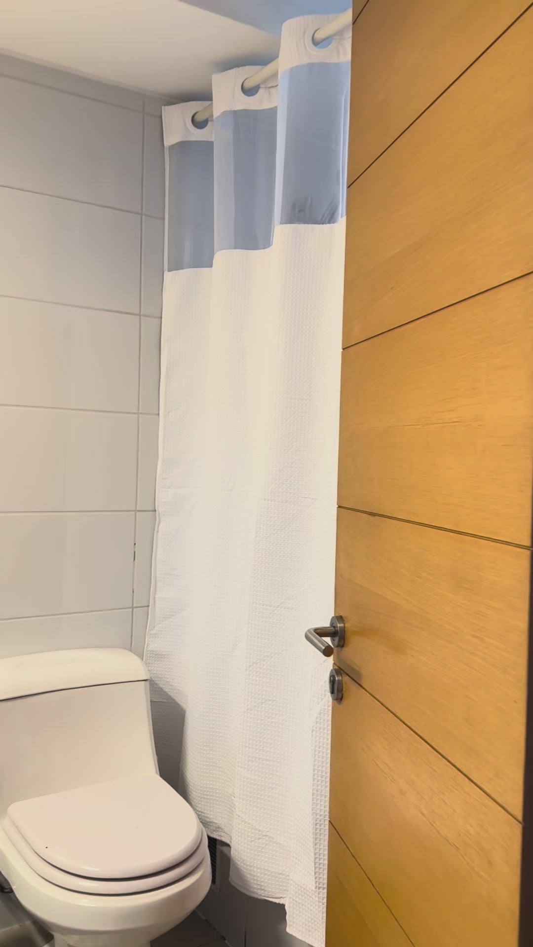 Cortina Baño Waffle Sistema 3 en 1 sin Ganchos 180 x 183 cm White Home Logics 1 un