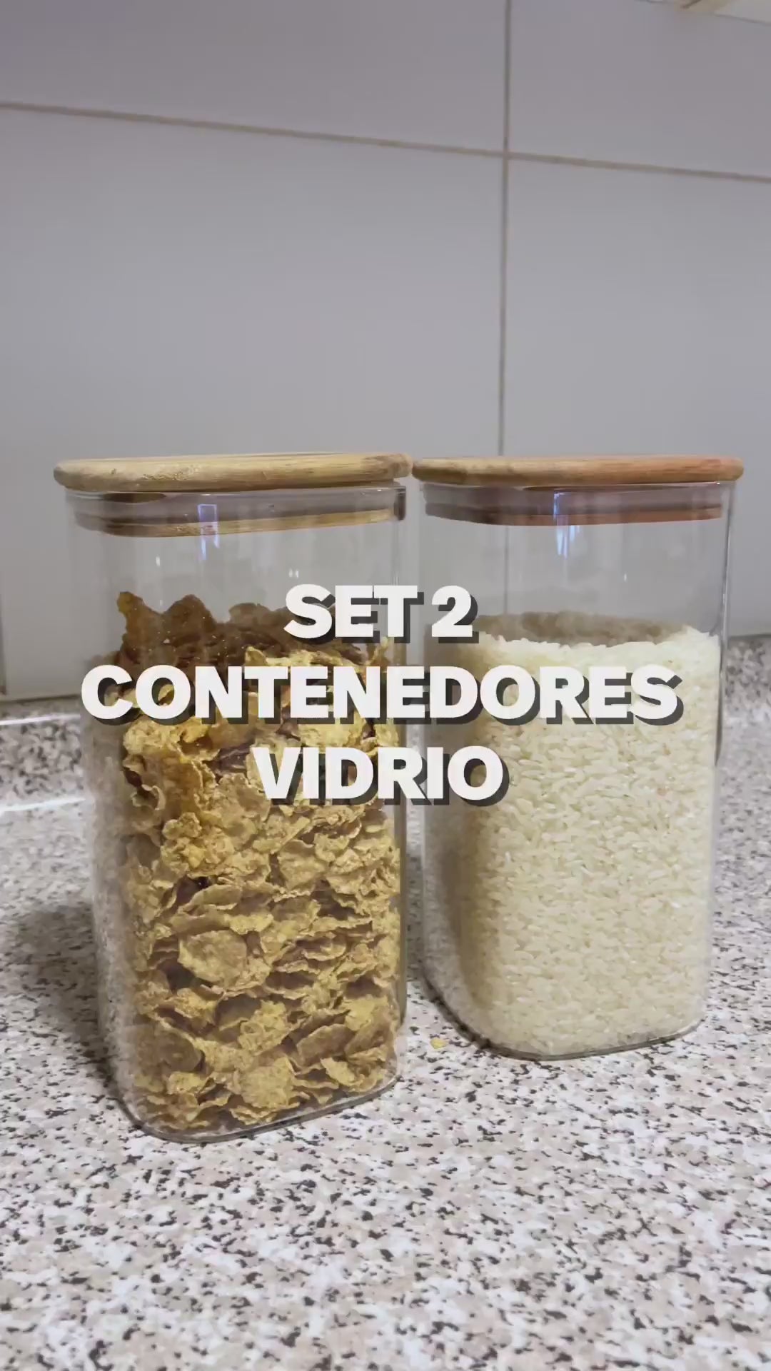 Set 2 Contenedores Vidrio Acacia 1300 ml Home Logics 1 un