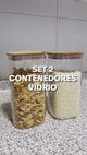 Set 2 Contenedores Vidrio Acacia 1300 ml Home Logics 1 un