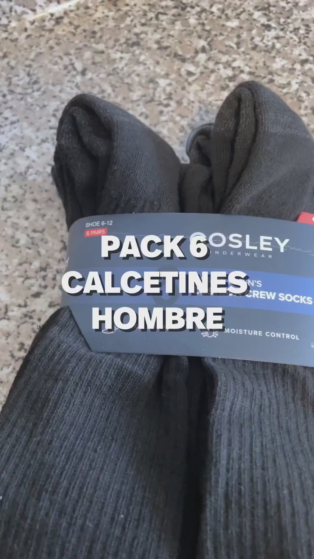 Calcetines Hombre Cushion Crew Black Cosley Pack 6