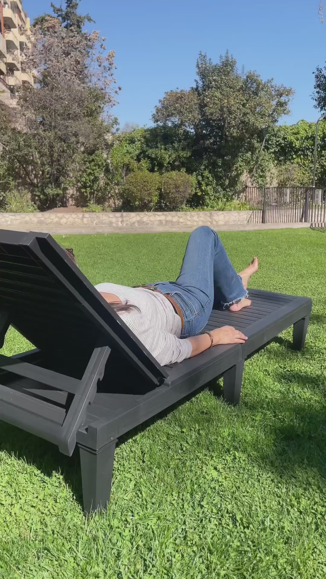 Reposera Reclinable Madera Plástica BlackWood 189 x 58 cm Sunseeker 1 un