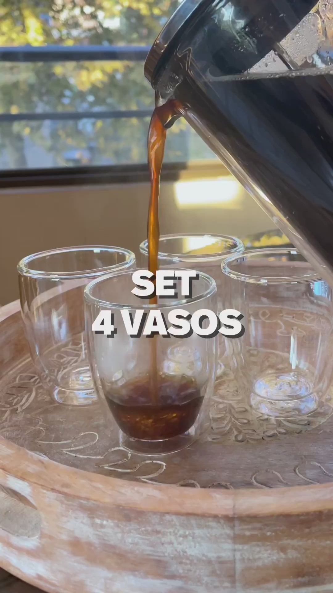 Set 4 Vasos Vidrio Doble Pared 150 ml Home Logics 1 un