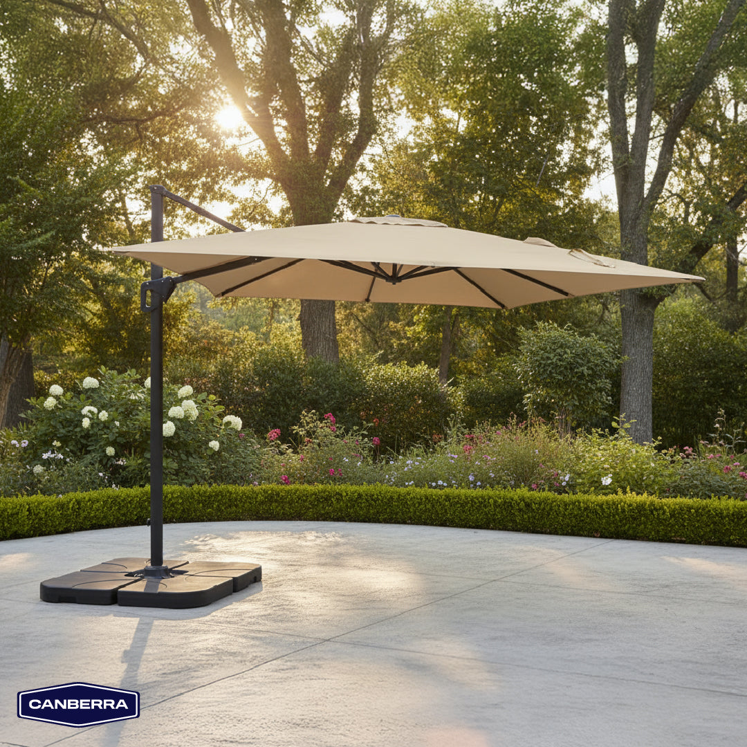 Set Quitasol de Terraza Cuadrado Santorini 3M Canberra 1 un con Base Plástica