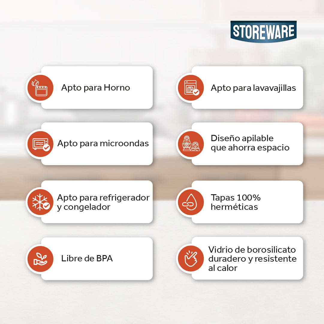 Set 5 Contenedores Herméticos Vidrio Storeware 1 un