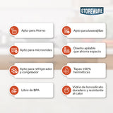 Set 5 Contenedores Herméticos Vidrio Storeware 1 un