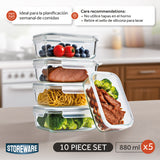 Set 5 Contenedores Vidrio Mealprep 880 ml Storeware 1 un