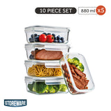 Set 5 Contenedores Vidrio Mealprep 880 ml Storeware 1 un