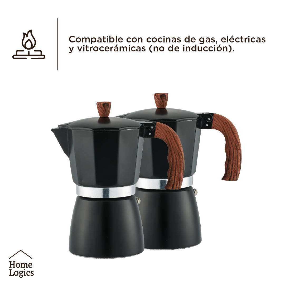 Cafetera Moka Italiana Aluminio 6 Pocillos 300 ml Home Logics 1 un
