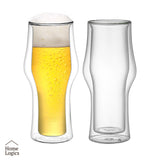Set 2 Vasos Cerveza Vidrio Doble Pared 400 ml Home Logics 1 un