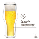 Set 2 Vasos Cerveza Vidrio Doble Pared 400 ml Home Logics 1 un