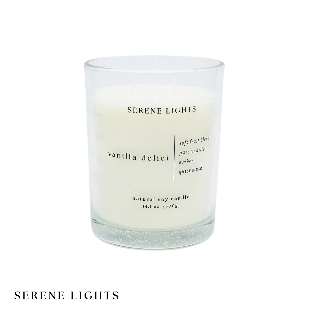 Vela Soja Natural Vanilla Delici 400g Serene Lights 1 un